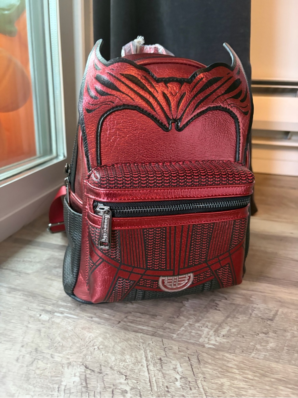 Loungefly Metallic Red Mini Backpack with Black Accents